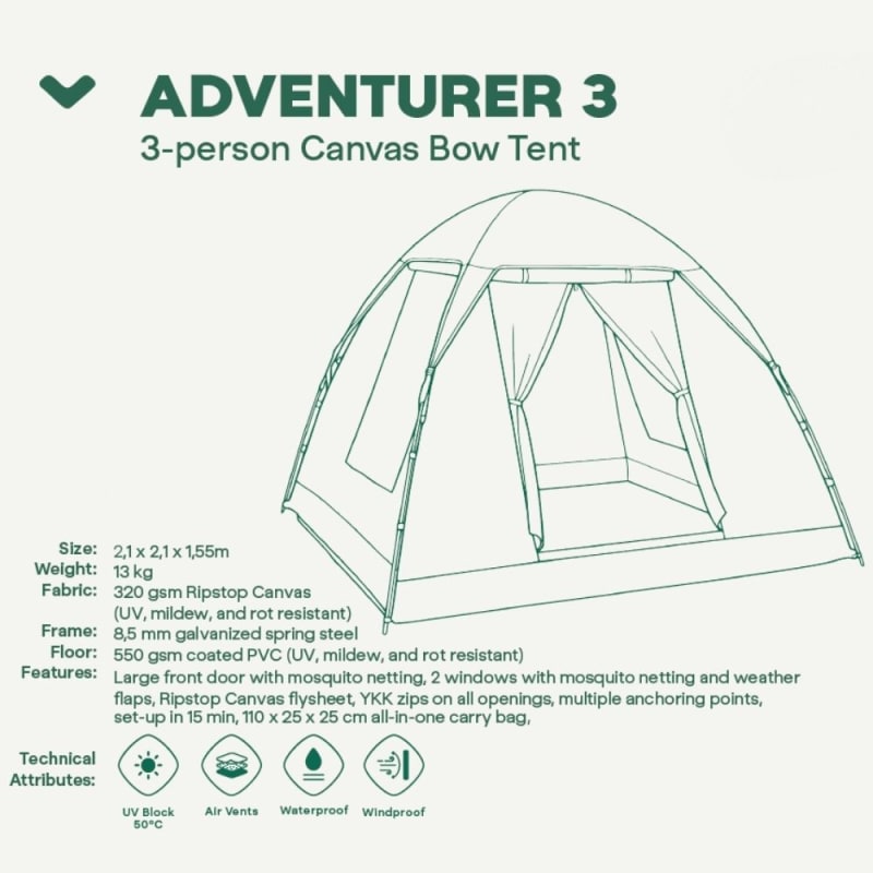 FVELDT Adventurer 3 Canvas Bow Tent image 2