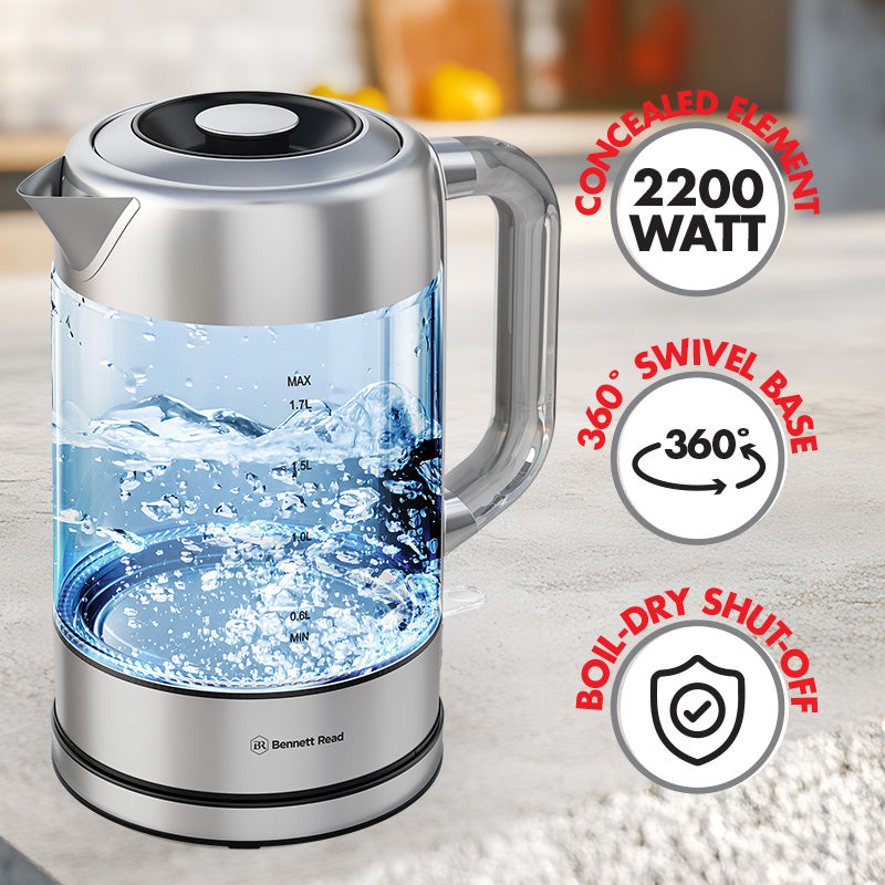 Bennett Read 1.7L Glass and Stainless Steel Kettle - 5