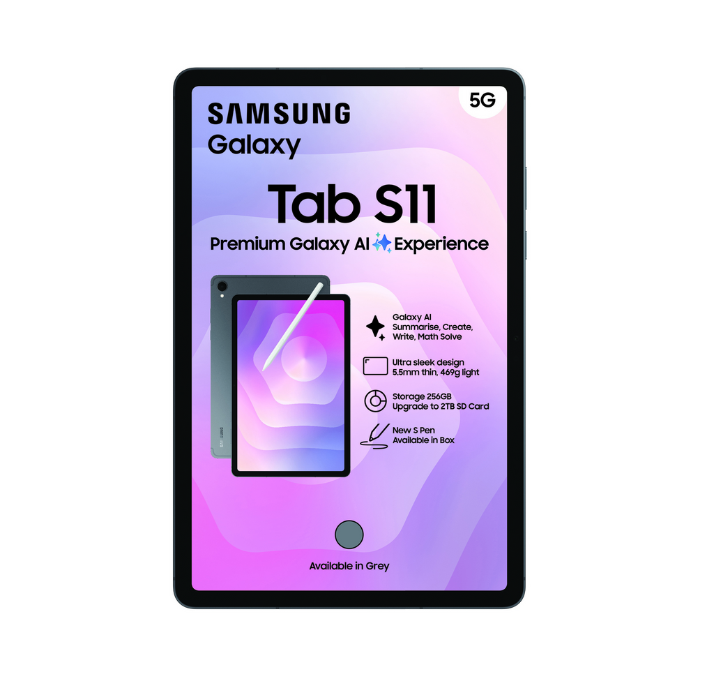 Samsung Galaxy Tab S11 5G Tablet - Gray portrait view
