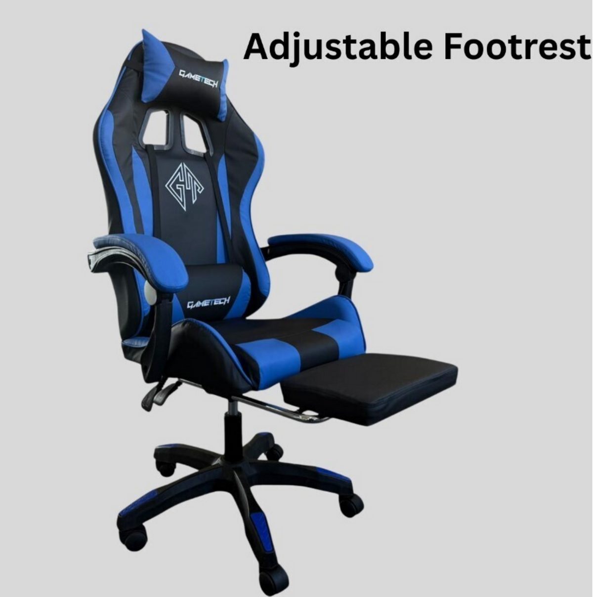 GameTech Reclining Ergonomic Gaming Chair Black & Blue