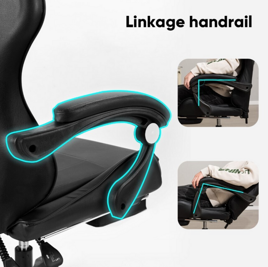 GameTech Reclining Ergonomic Gaming Chair Black & Blue