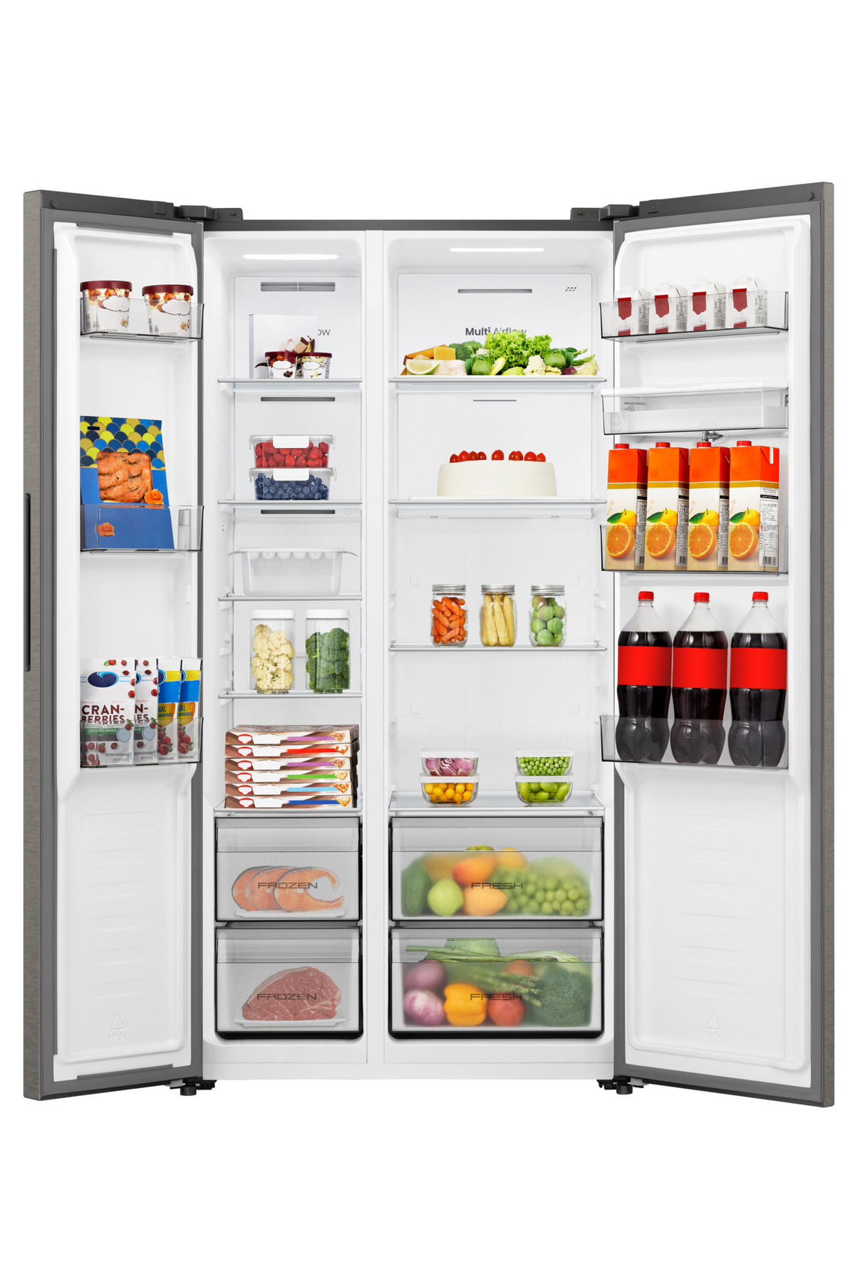 Hisense 541L Side-By-Side Refrigerator With Water Dispenser H680Sit-WD Grey