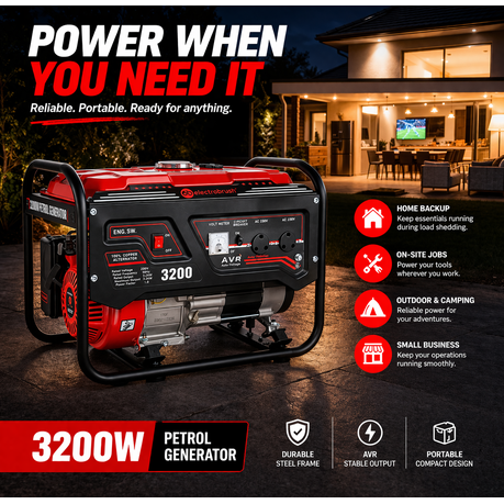 Electrobrush 3200W Petrol Generator - side view