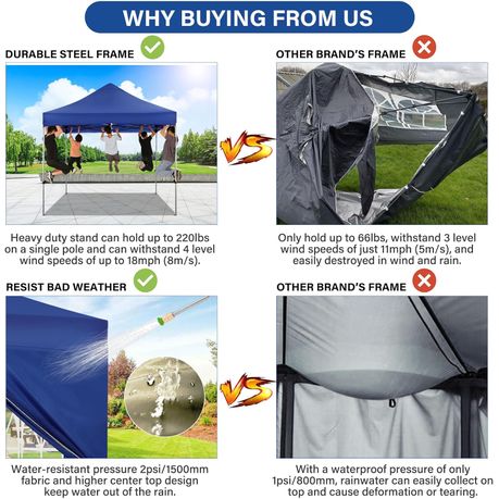 Joyful Waterproof Gazebo Canopy Blue 3x3m