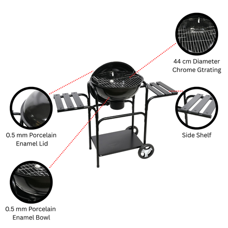 BlazeBuddy Charcoal Trolley Kettle Braai 46cm - view 5