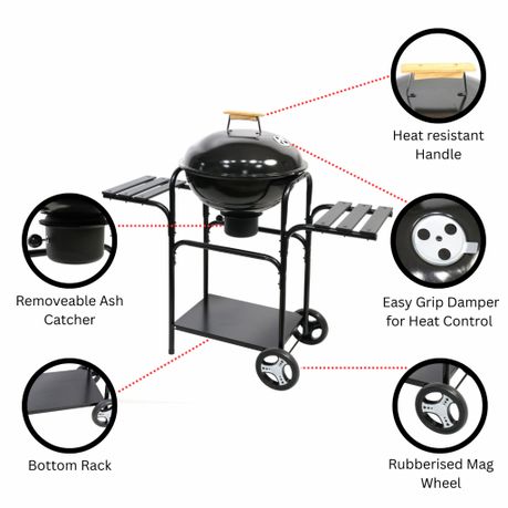 BlazeBuddy Charcoal Trolley Kettle Braai 46cm - view 4